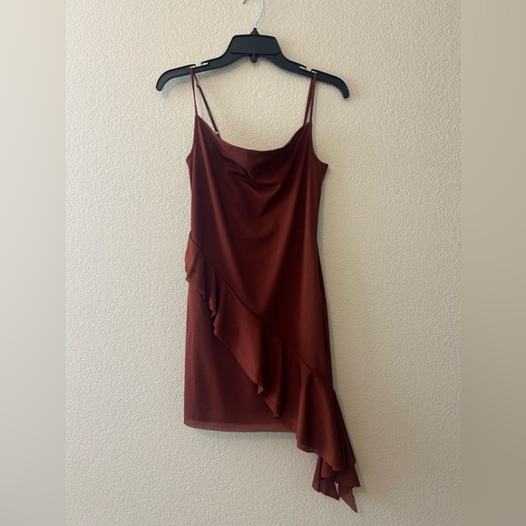 Open Edit Ruffle Mini Dress In Rust Color Size XS NWOT - Picture 2 of 8